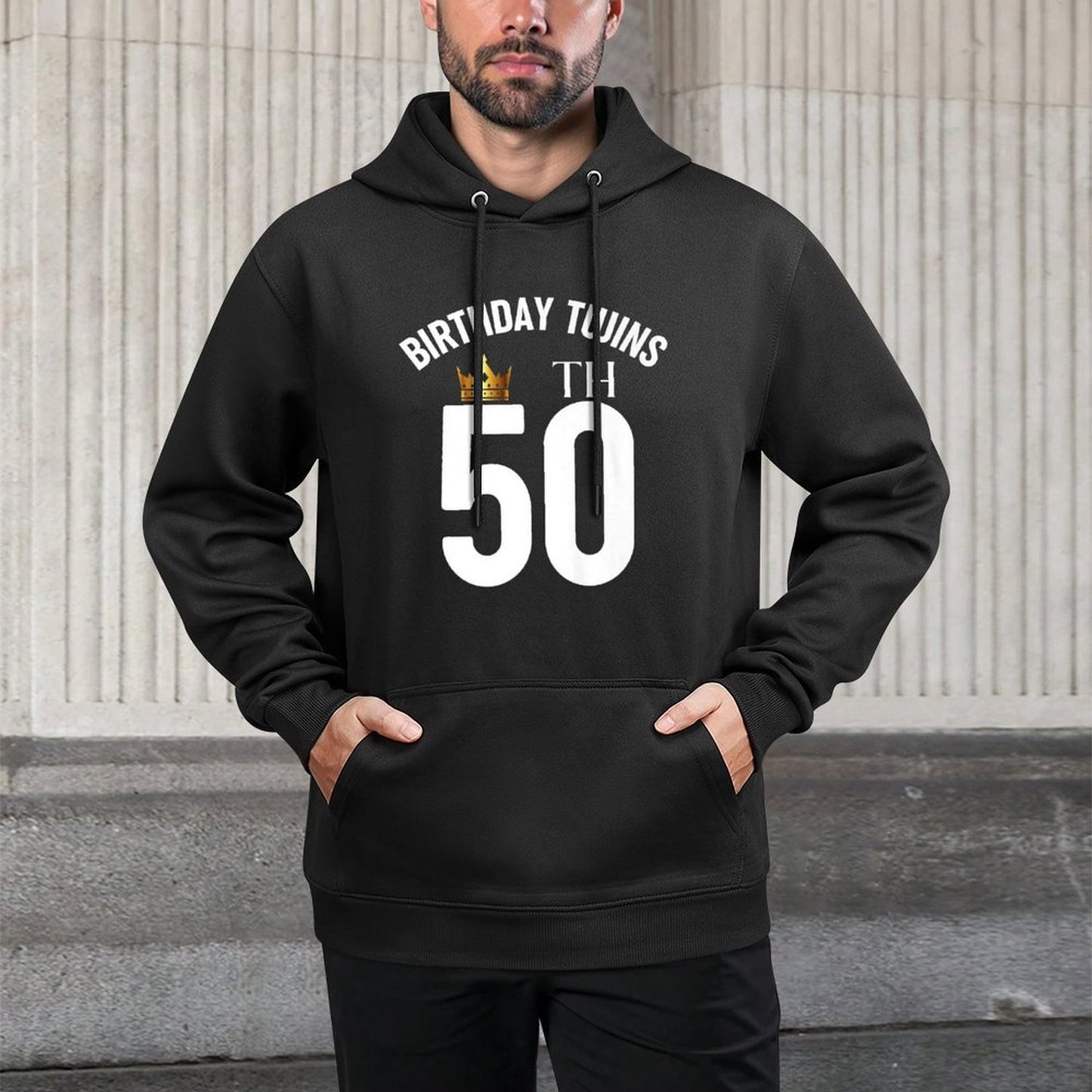 Birthday Twins 50th 50 Years Old Brother Sister Twin Family Premium Adjustable Hood Hoodie