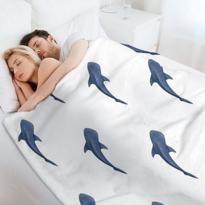 A Blue Whale Shark Swimming Easy Care Throw Blanket