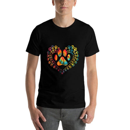 Tie Dye Love Dog Paw Print Heart Animal Lover  Soft T-Shirt