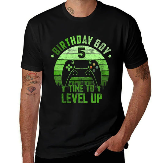 Kids 5th Birthday Boy Time to Level Up 5 Years Old Boys  Versatile T-Shirt