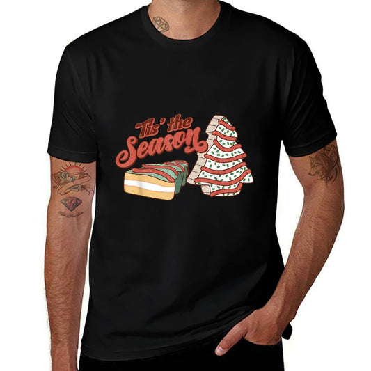 Funny Christmas Tree Cake Tis The Season Light Green Mint  Rolled Sleeves T-Shirt