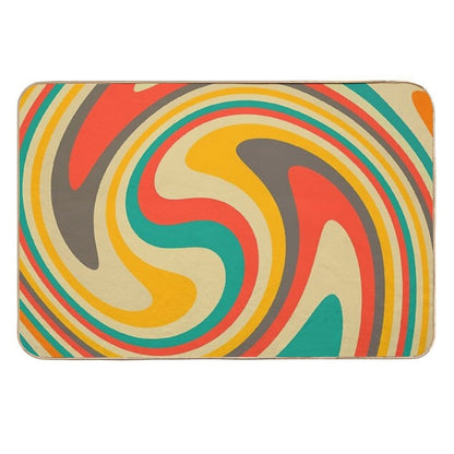 Retro Swirl  70s Colors Abstract  Versatile Bath Mat