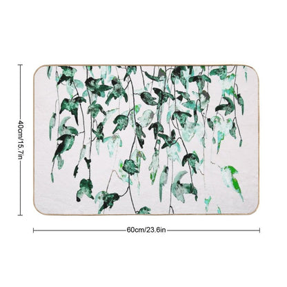 Hand Painted Ivy on The Wall Watercolor  Easy To Clean Bath Mat