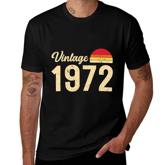 Vintage Style Born In 1972 T Shirts Retro 50th Birthday  Eco-friendly Material T-Shirt
