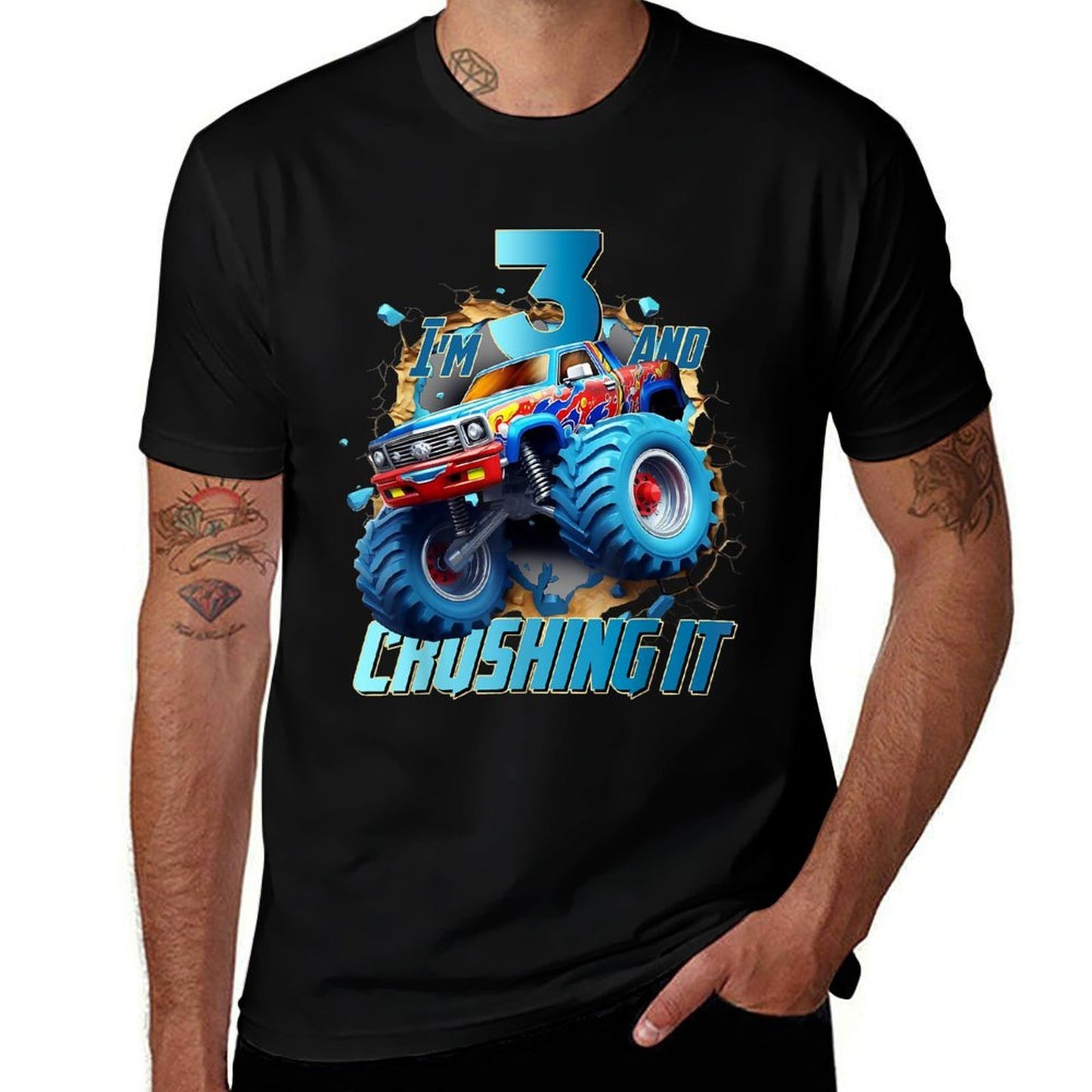 I'm Crushing It Monster Truck 3 Year Old Boys 3rd Birthday  Slim-fit Cut T-Shirt