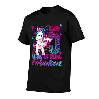 5 Year Old Gifts Unicorn Flossing 5th Birthday Girl Party  Oversized Silhouette T-Shirt