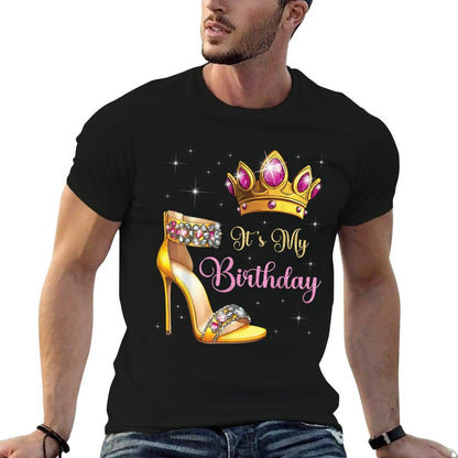 Its My Birthday High Heel Crown Butterflies Stars B-Day  Stretchy T-Shirt