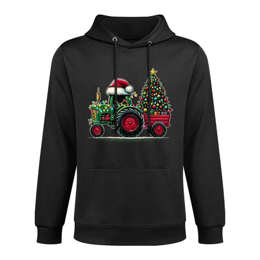 Christmas Tractor Santa Xmas Farm Truck Moisture-Wicking Hoodie