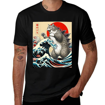 Catzilla Cat Japanese Art Funny Cat Gifts For Men Women Kid Lightweight T-Shirt