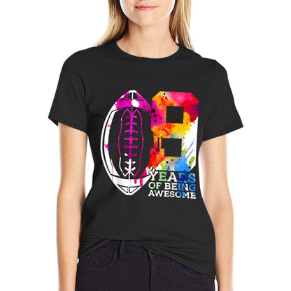 9 YEARS OF BEING AWESOME FOOTBALL 9TH BIRTHDAY  Rolled Sleeves T-Shirt