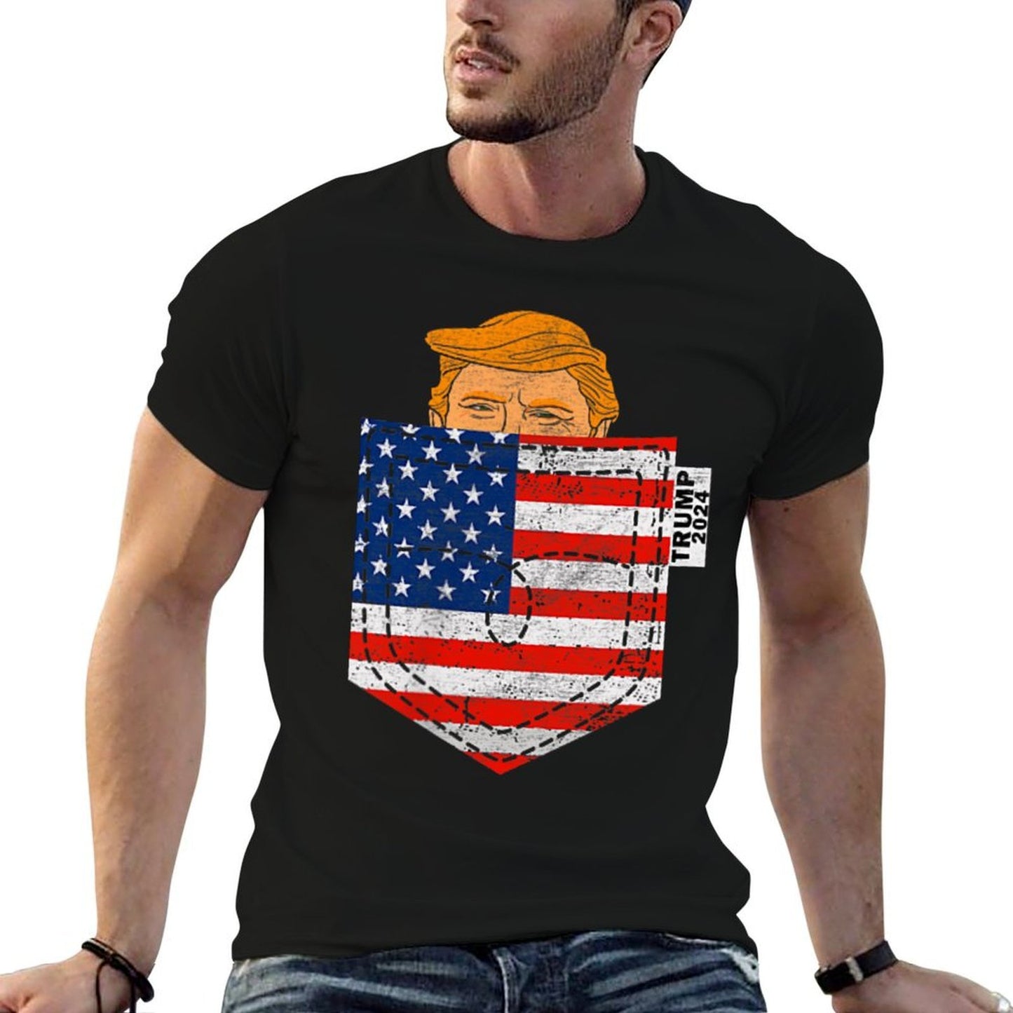 Trump Won 2024 President 47th Trump In Your Pocket Vectory  Graphic-printed T-Shirt