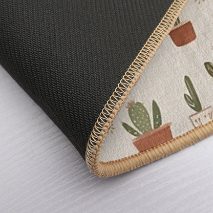 Cute Cactus Pattern – Terracotta Potted Plant Illustration  Anti-Trip Bath Mat