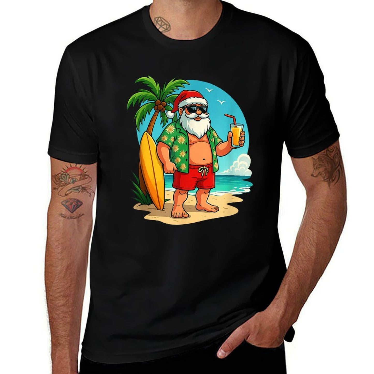 Christmas in July, Santa Beach Tropical Holiday Summer Fun  Vintage-inspired T-Shirt