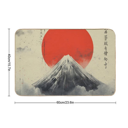 Retro Japanese Poster Art - Mount Fuji Inspired  Easy To Clean Bath Mat