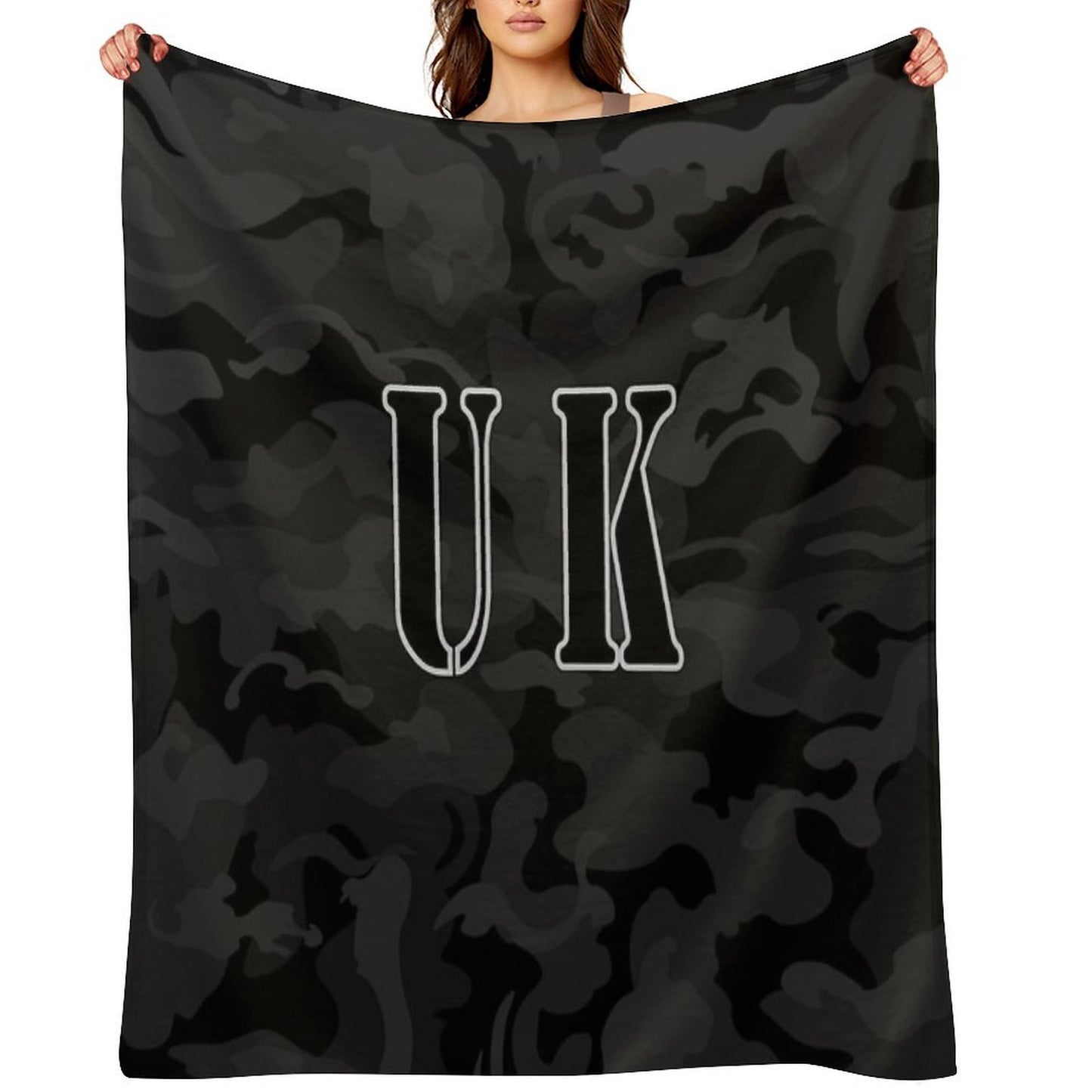Camo Style - UK Black Camouflage Sustainable Throw Blanket