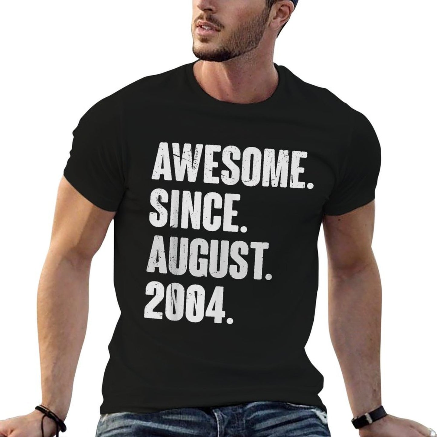 Retro 21 Years Old Awesome Since August 2004 21st Birthday  Trendy Pattern T-Shirt