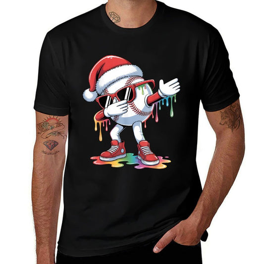 Christmas Baseball Ice Cream Dripping Santa Baseball Drip  Soft T-Shirt