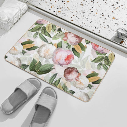 Pastel Jan Davidsz. De Heem Vintage Roses Flowers Botanical Garden Nightgarden  Odorless Bath Mat