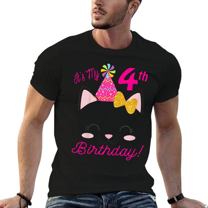 Its My 4th Birthday Girl Kitty Cat Theme Party (four)  Moisture-wicking T-Shirt