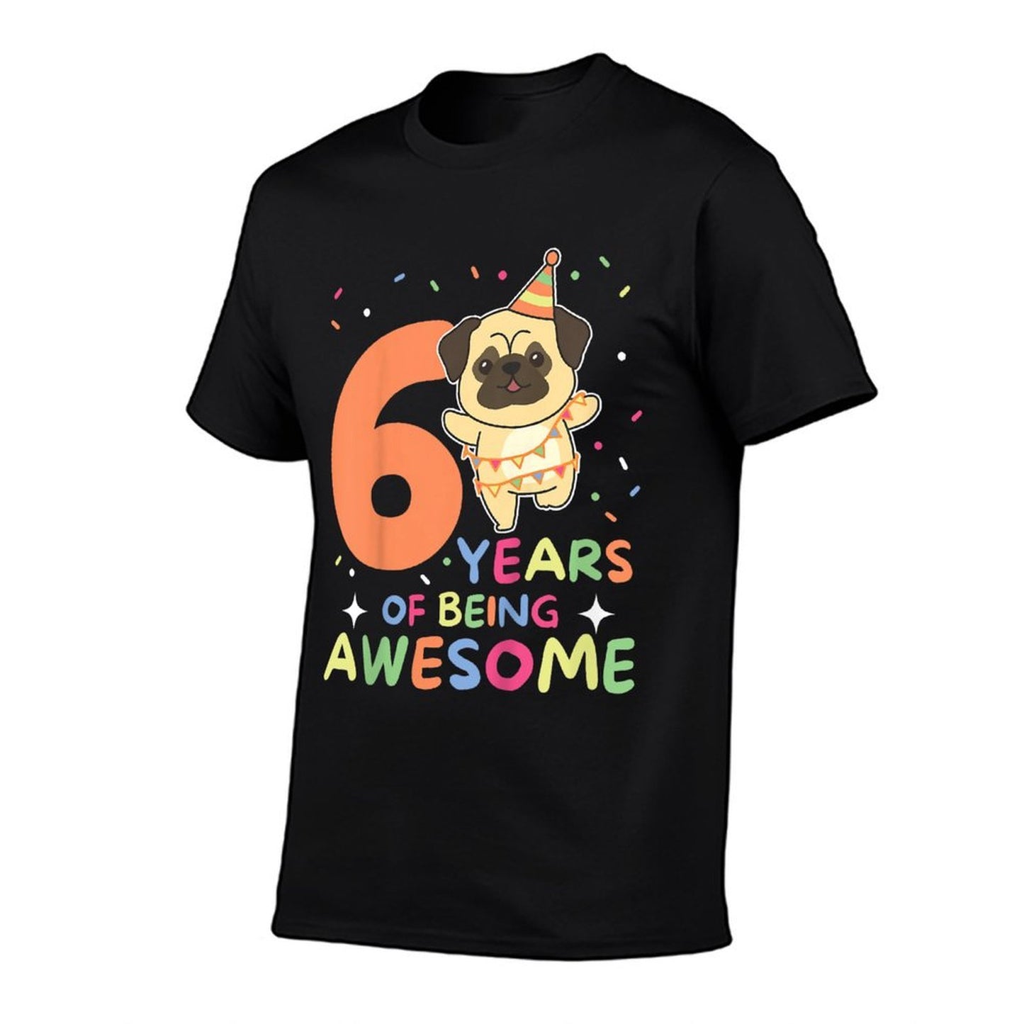 Kids Pug 6th Birthday For Kids Six Years Old  Slim-fit Cut T-Shirt