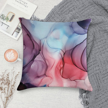 Flame Fired Alcohol Ink Painting Soft Reinforced Edging Throw Pillow