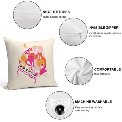 Jazz Cats Soft Anti-Pilling Throw Pillow
