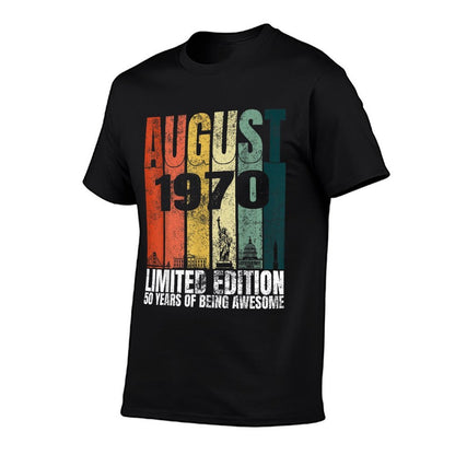 Vintage August 1970 Bday Gifts 50 Years Old 50th Birthday  Relaxed-fit T-Shirt