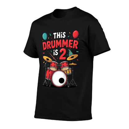 Kids Drummer 2nd Birthday 2 Year Old Kids Boys Second Bday Drum  Affordable Price T-Shirt