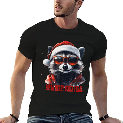 Sorta Merry Sorta Feral Raccoon Christmas Humor Design  Classic T-Shirt