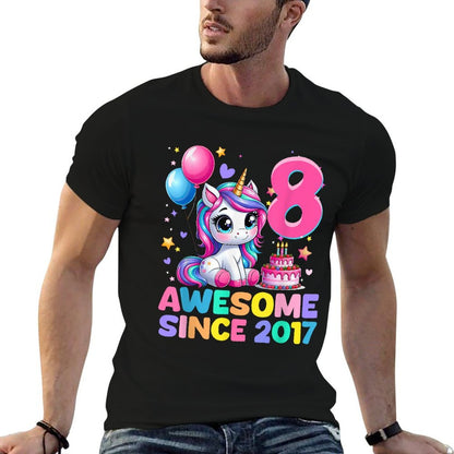 Unicorn 8th Birthday Gifts 8 Year Old Unicorn Girlsns  Easy-care T-Shirt