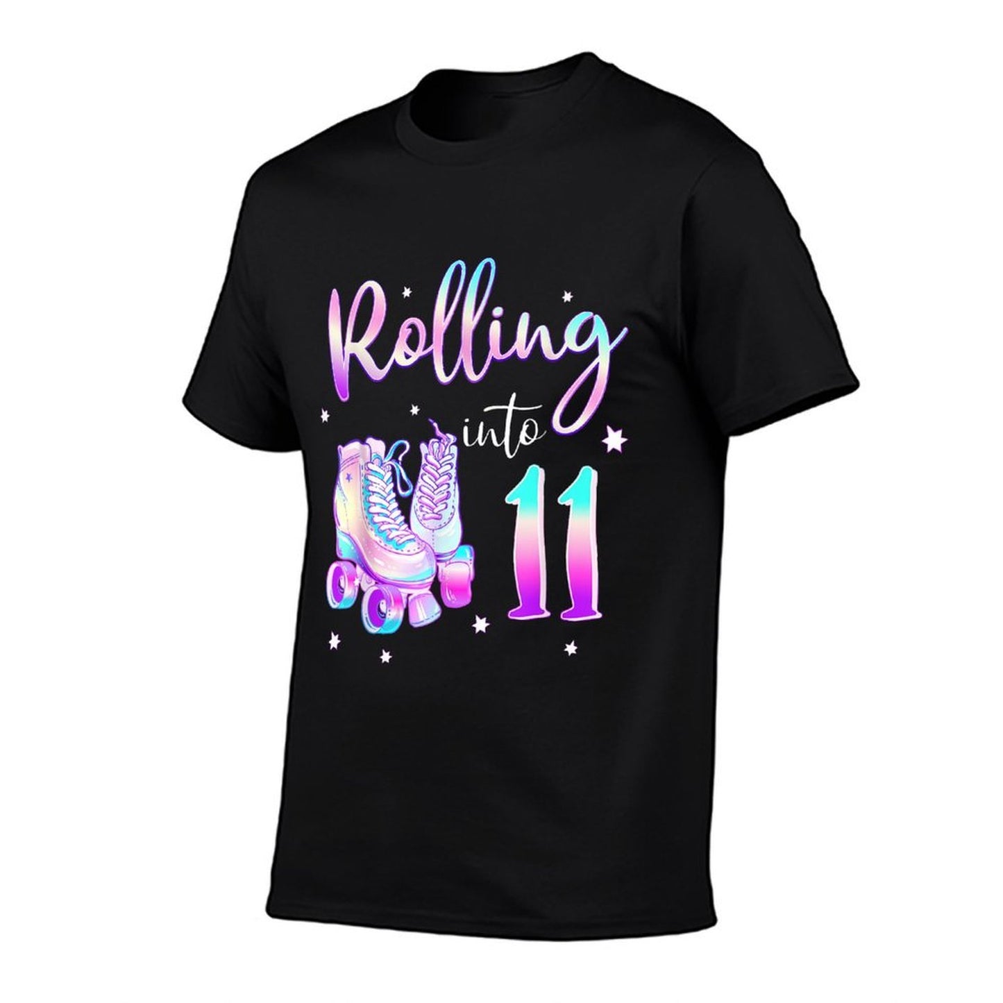 Kids 11 Years Old Birthday Girl Rolling Into 11th Bday Theme  Trendy Pattern T-Shirt