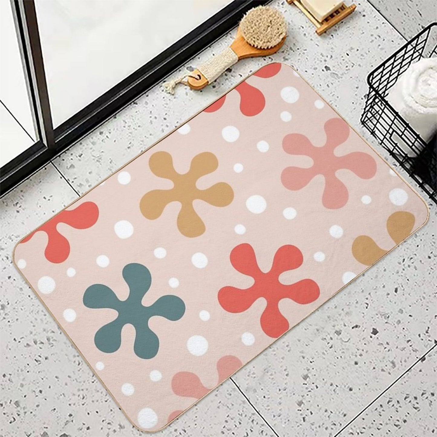 Pretty Mid Century Modern Floral Pattern 848  Long-Lasting Bath Mat