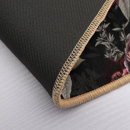 Dutch Vintage Midnight Roses And Tulips Pattern Botanical Night Garden Nightgarden  Fade-Resistant Bath Mat