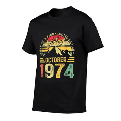 Vintage October 1974 50th Birthday Funny Men Women Birthday  Graphic-printed T-Shirt