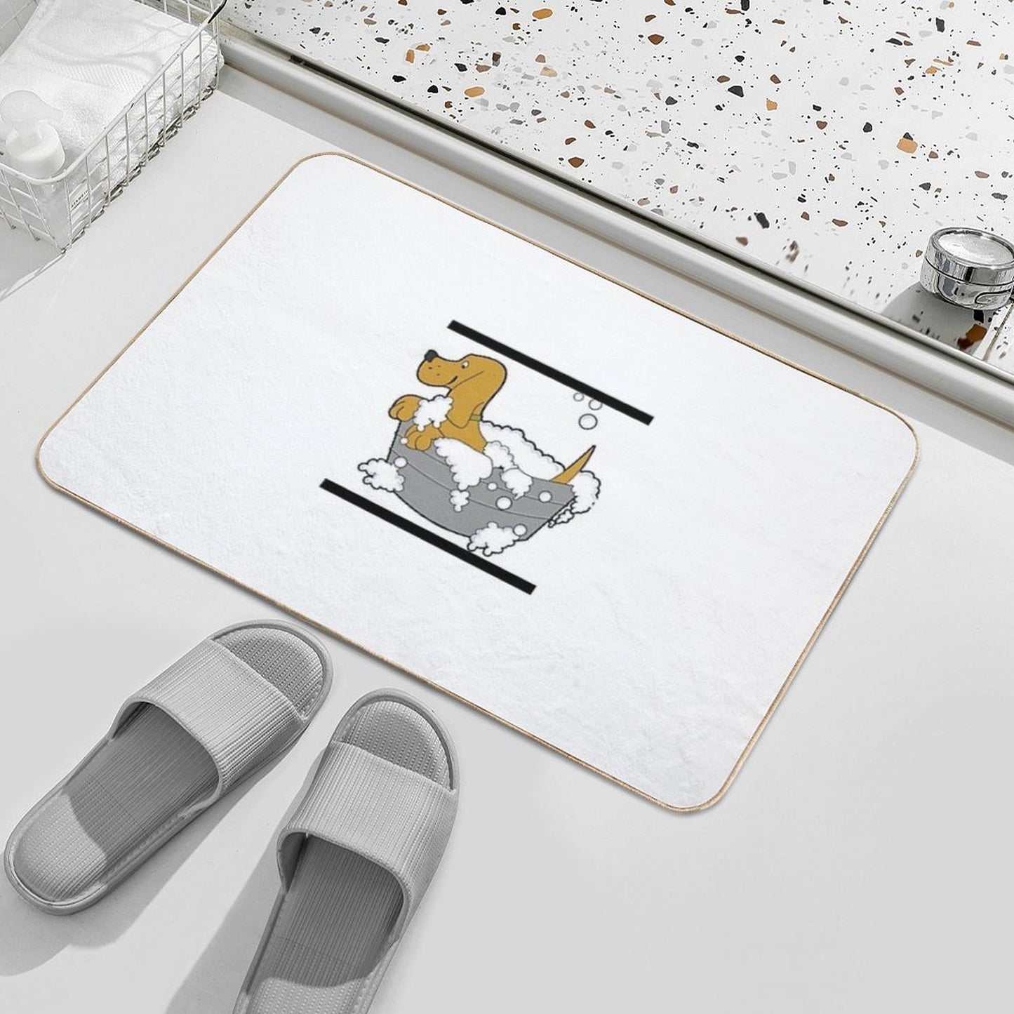 Puppy in Bath Tub  Slip-Resistant Bath Mat