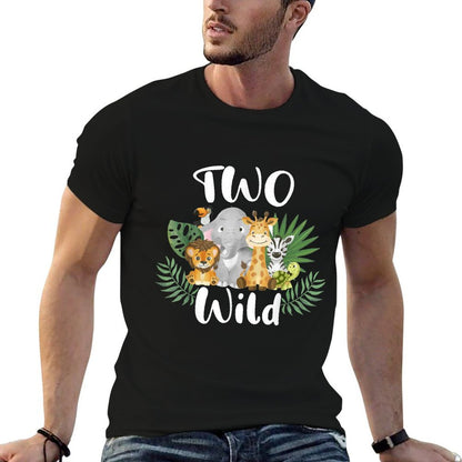 Kids Two Wild 2nd Birthday Boy Funny Zoo Animals Son Toddler  Fade-proof Color T-Shirt