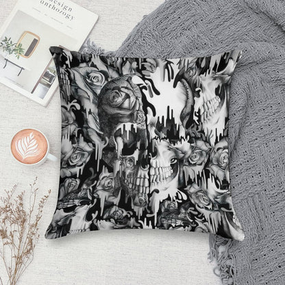 Gone in A Splash, Skull Pattern Soft Short Plush Fabric Throw Pillow