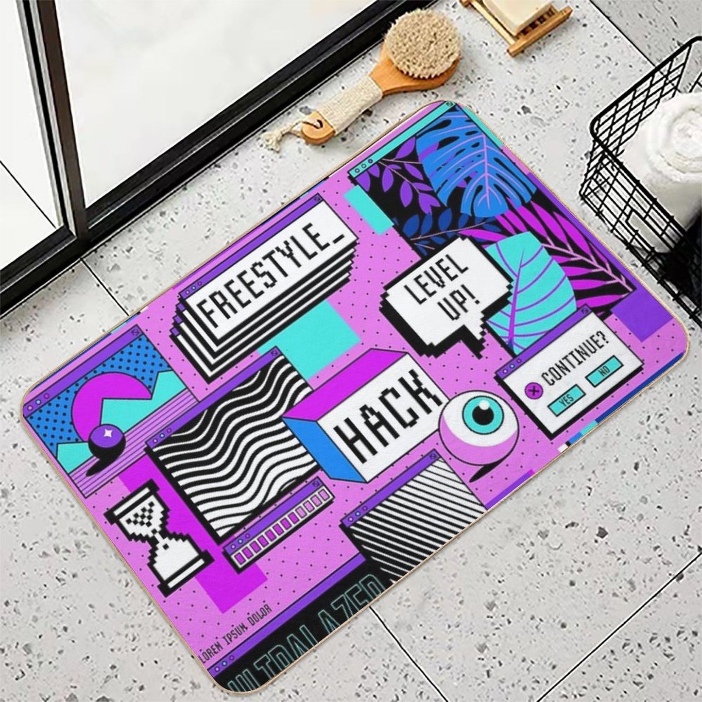 Vintage Vaporwave Background  Odorless Bath Mat