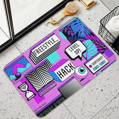 Vintage Vaporwave Background  Odorless Bath Mat