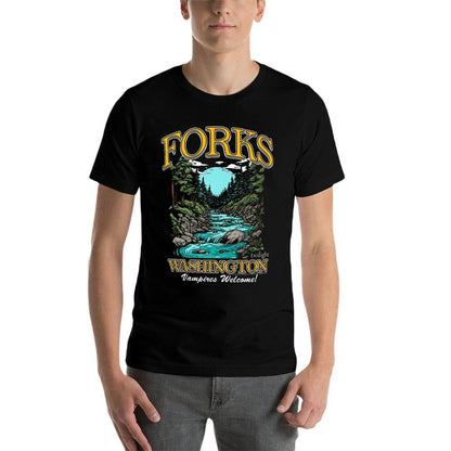 Twilight Forks Washington Vampires Welcome Premium  Eco-friendly Material T-Shirt