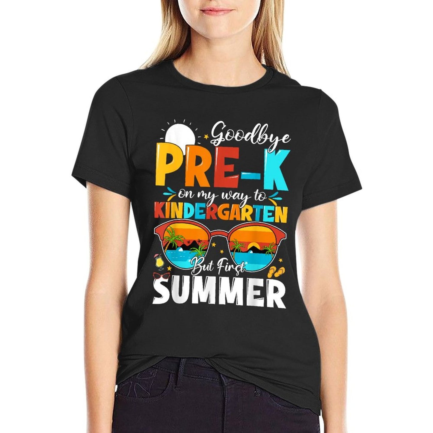 Goodbye Pre-k Graduation To Kindergarten Hello Summer Kids  Fade-proof Color T-Shirt