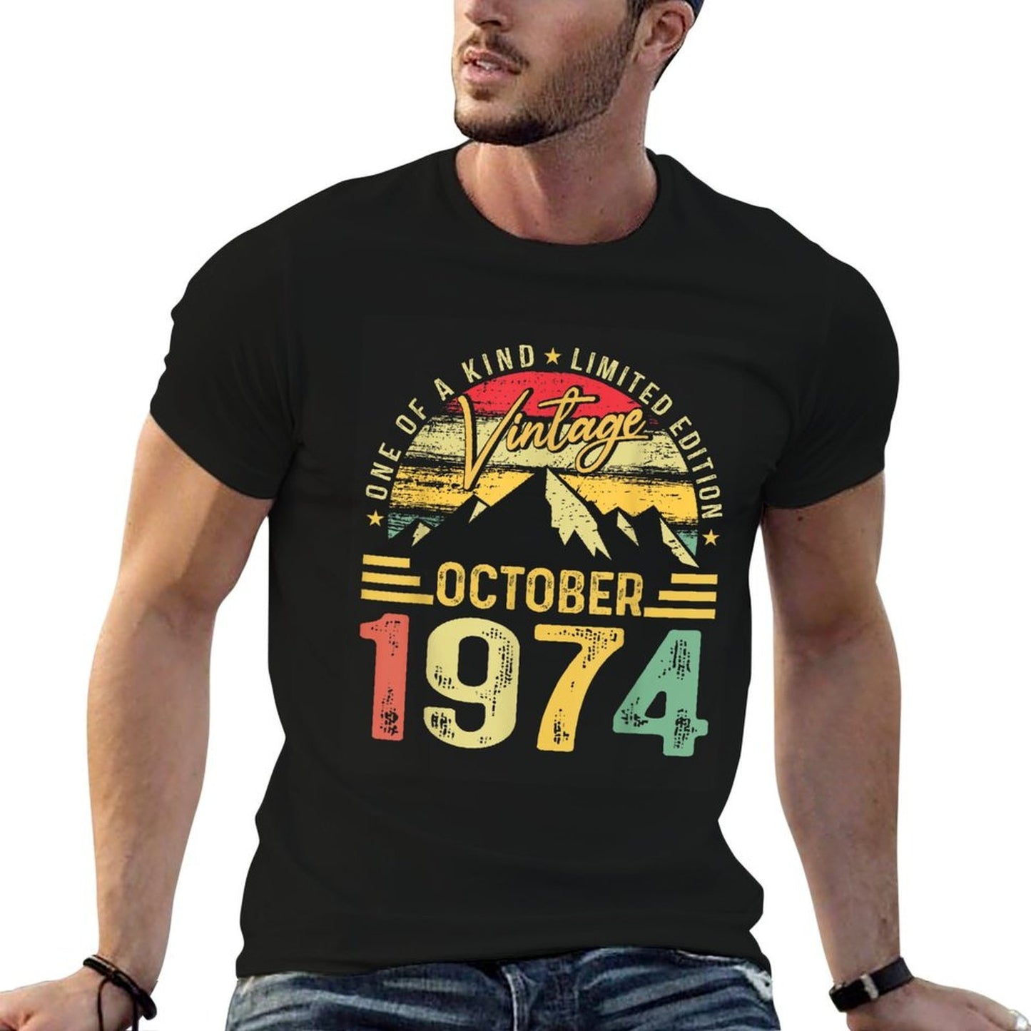 Vintage October 1974 50th Birthday Funny Men Women Birthday  Graphic-printed T-Shirt