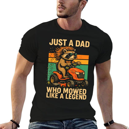 Just A Dad Who Funny Fathers Day Gift Raccoon Joke Dad  Polyester Blend T-Shirt