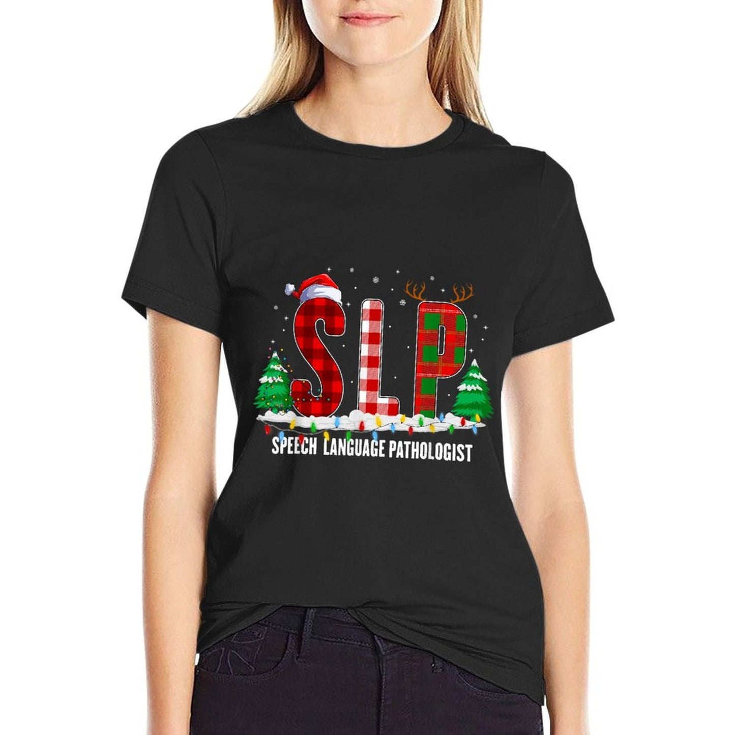 Speech Language Pathologist Christmas SLP Women Men  Polyester Blend T-Shirt