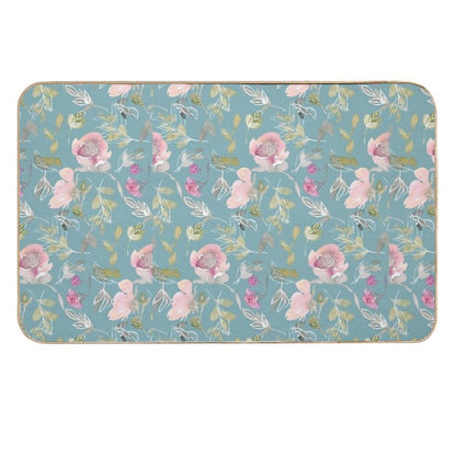 Light Blue Blossoming Floral Pattern  Absorbent Bath Mat