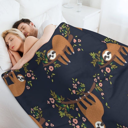 Sloth And Flower Anti-pilling Throw Blanket