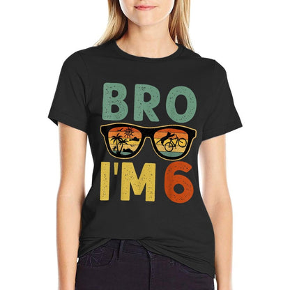 6th Birthday Boy Bro I’m 6 Year Old Kids Six Bday  Vintage-inspired T-Shirt