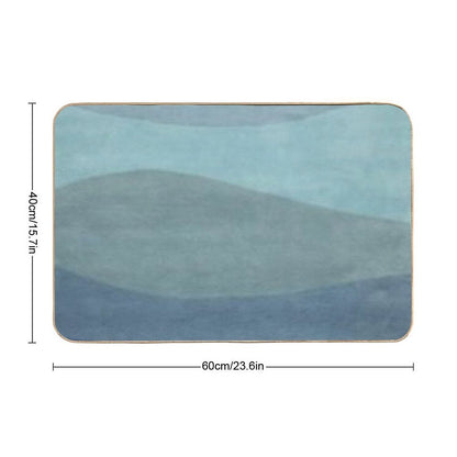 Minimalist Landscape Art in Neutral Blue Tones  Easy To Clean Bath Mat