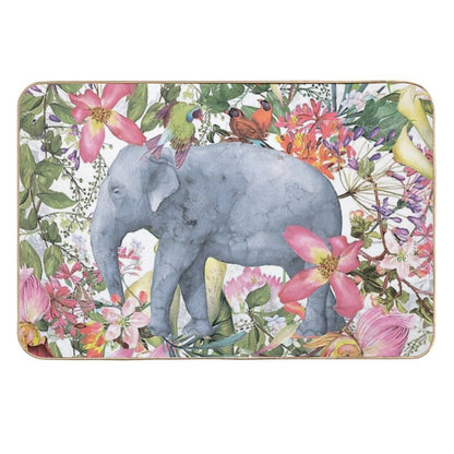 Elephant in Flower Jungle Botanical Garden  Slip-Resistant Bath Mat