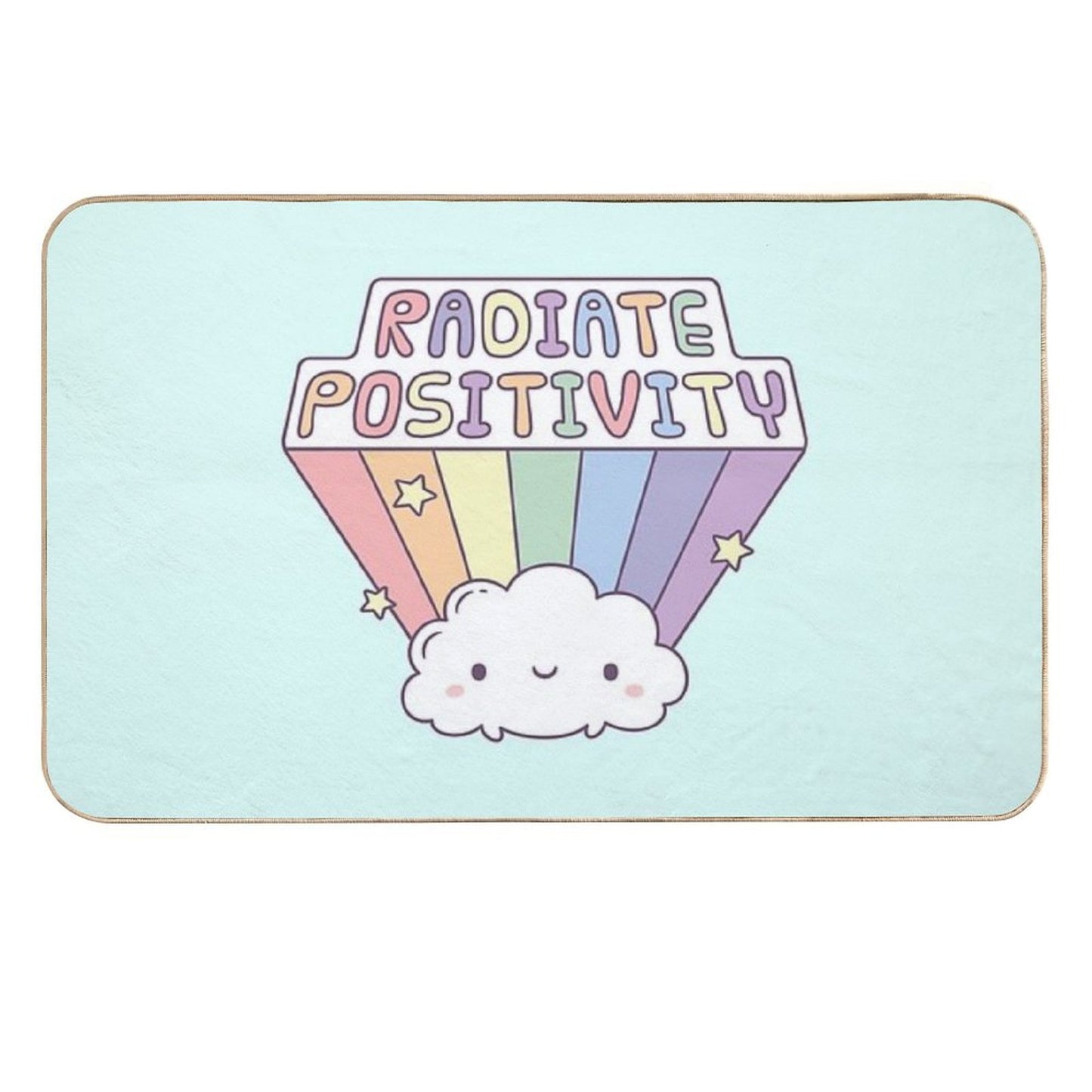Radiate Positivity, Cute Cloud And Rainbow  Rapid-Drying Bath Mat